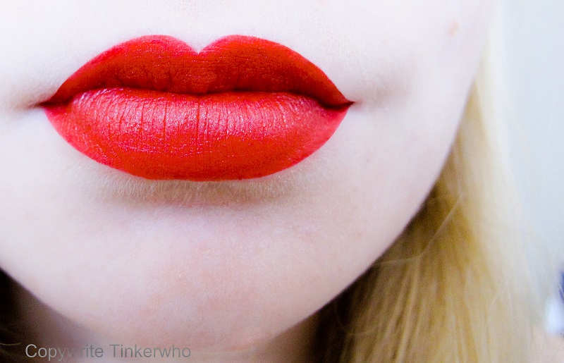red lipstick on lips